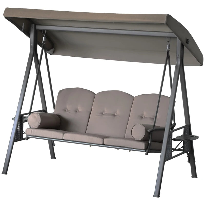 3-Seat Patio Swing Chair, Outdoor Porch Swing Glider With Adjustable Canopy, Removable Cushion, Multiple Packages Shipped. Please Pay Attention To The Dimensions And Weight In The Details.