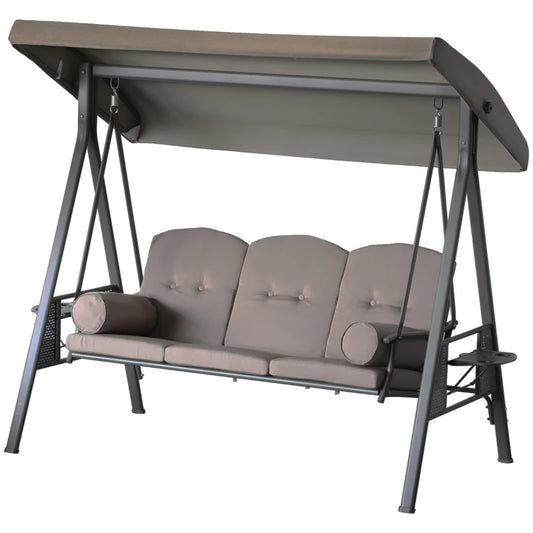 3-Seat Patio Swing Chair, Outdoor Porch Swing Glider With Adjustable Canopy, Removable Cushion, Multiple Packages Shipped. Please Pay Attention To The Dimensions And Weight In The Details.