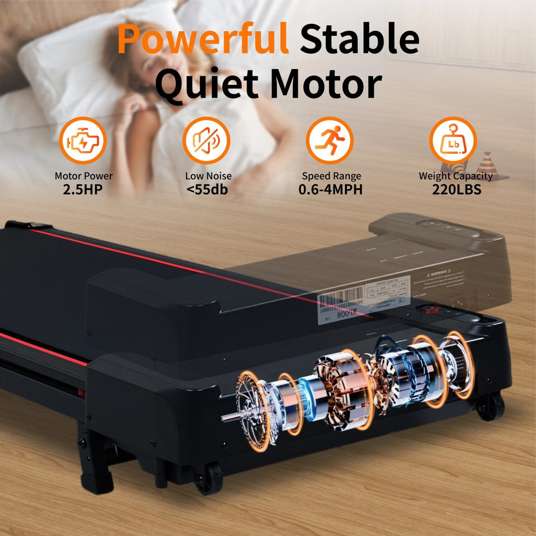 Walking Pad Treadmill With 8  Incline, Remote Control 2.5HP Portable Compact Treadmills For Home Office, Treadmill 220 Lb Capacity, LED Display