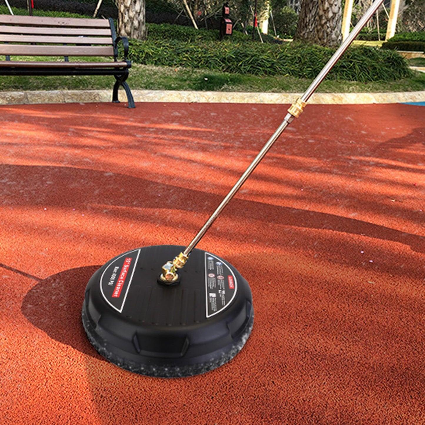 1 Set 15in High Pressure Flat Surface Cleaner 4000PSI Disc Power Washer Broom With 2 Washer Extension Wands 2Pc Replacement Nozzles