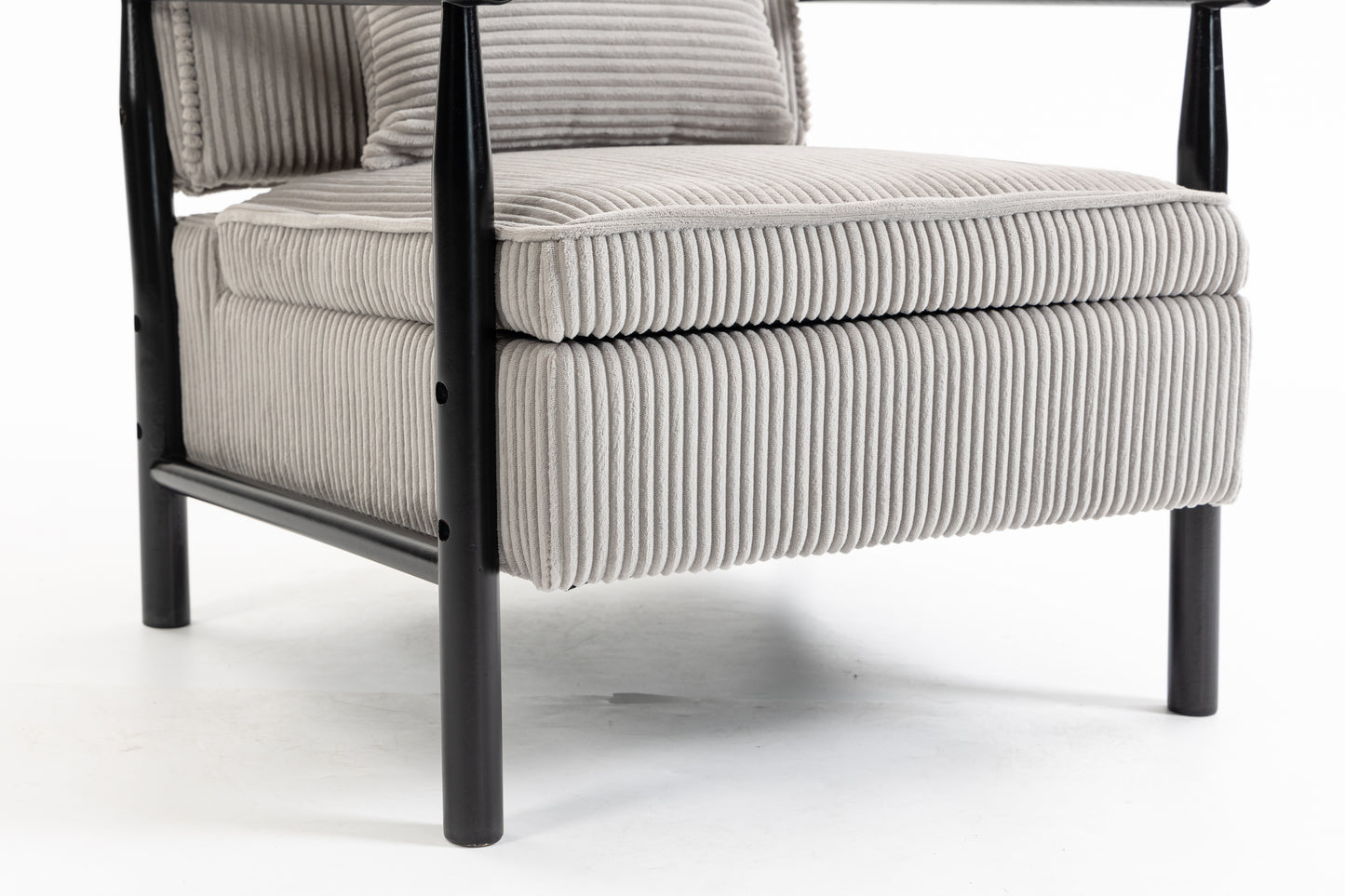Storage Chair,Mid Century Modern Accent Chair With Wood Frame, Upholstered Living Room Chairs With Waist Cushion, Reading Armchair For Bedroom Sunroom