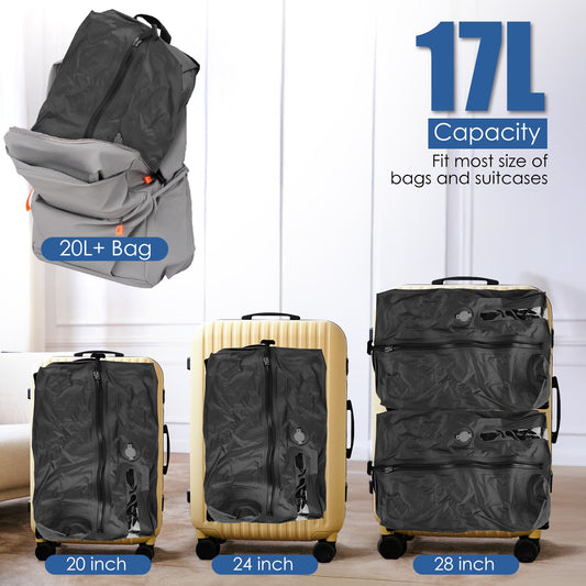 2Pcs 17L Vacuum Bags With Pump Clear Window Handle IP67 Waterproof TPU Vacuum Packing Cubes Travel Vacuum Seal Bags Packing Organizers For Clothing Luggage Backpack Suitcase