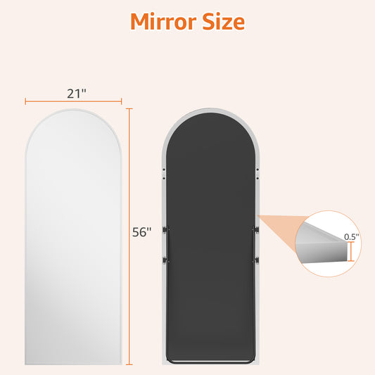 Arched Full Length Mirror, Full Body Standing Mirror, Hanging Or Leaning, For Home, Silver