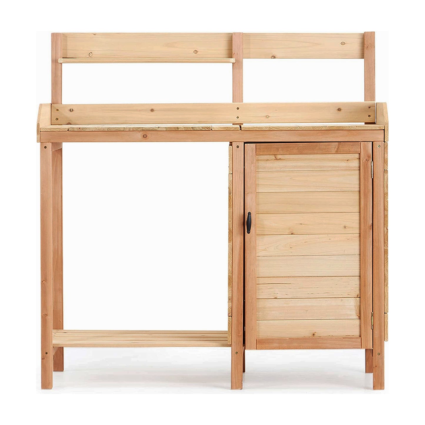 Outdoor Wooden Potting Bench Table With Sink, Garden Table Work Bench With Storage, Workstation For Outside Patio Lawn