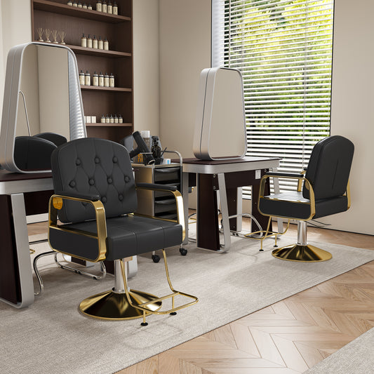 Hydraulic Salon Chair 360  Swivel - Professional Barber Stylist Chair With Pump  Non-Tilting Hairdressing Chair For Salon Tattoo Spa  Black Gold Stylist Equipment  Single Pack