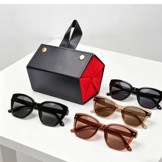 5in1 Sunglasses Travel Case Organizer Hangable, Eyeglasses Foldable Storage Organizer