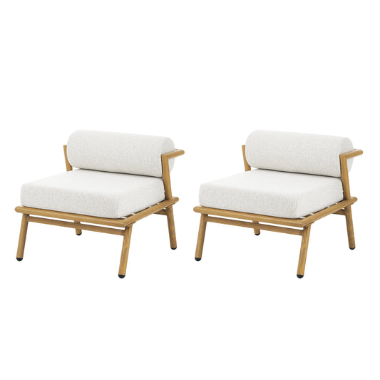 La Fiora Outdoor Patio Teak Finished Iron Club Chair   Cushion  Set Of 2