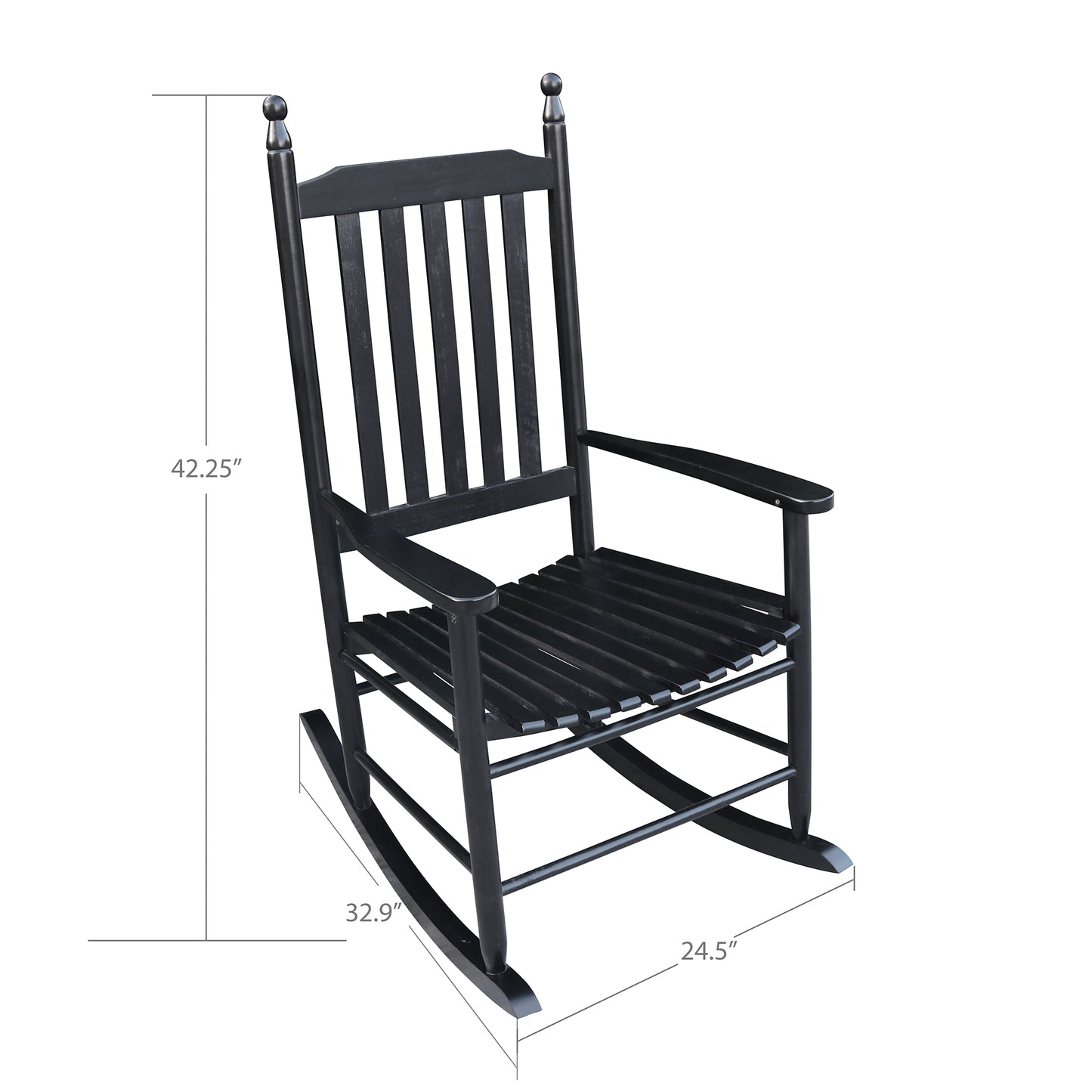 Wooden Porch Rocker Chair  BLACK, Without Mat