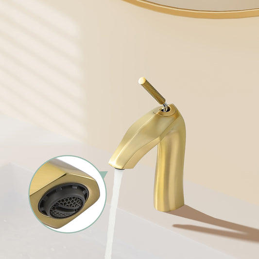 Brushed Gold Single Handle Lavatory Basin Sink Faucet