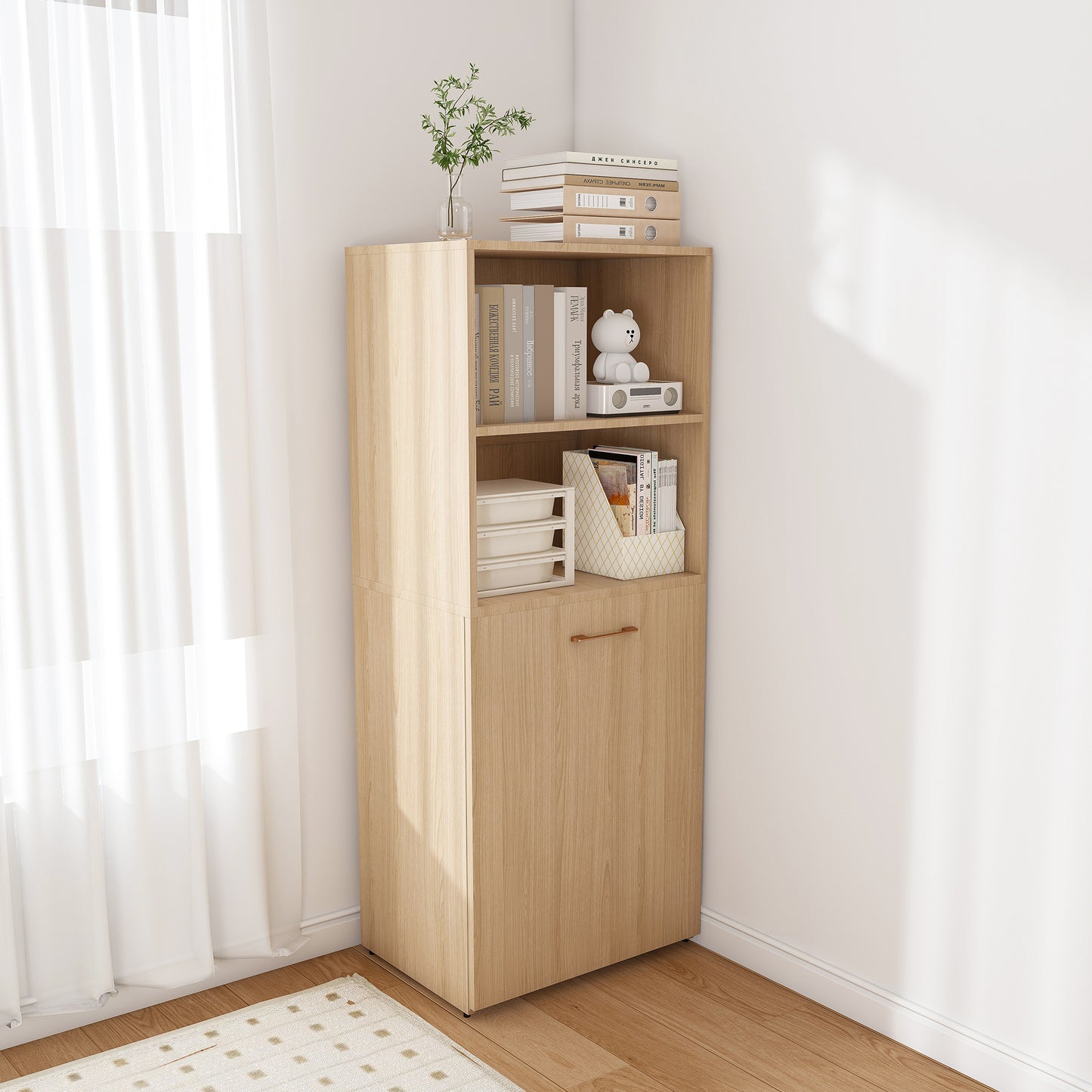 Stretchable Desk, Office Desk With Storage Shelves And Mobile Wheels, Foldable Desk Suitable For Small Apartments And Offices,burlywood
