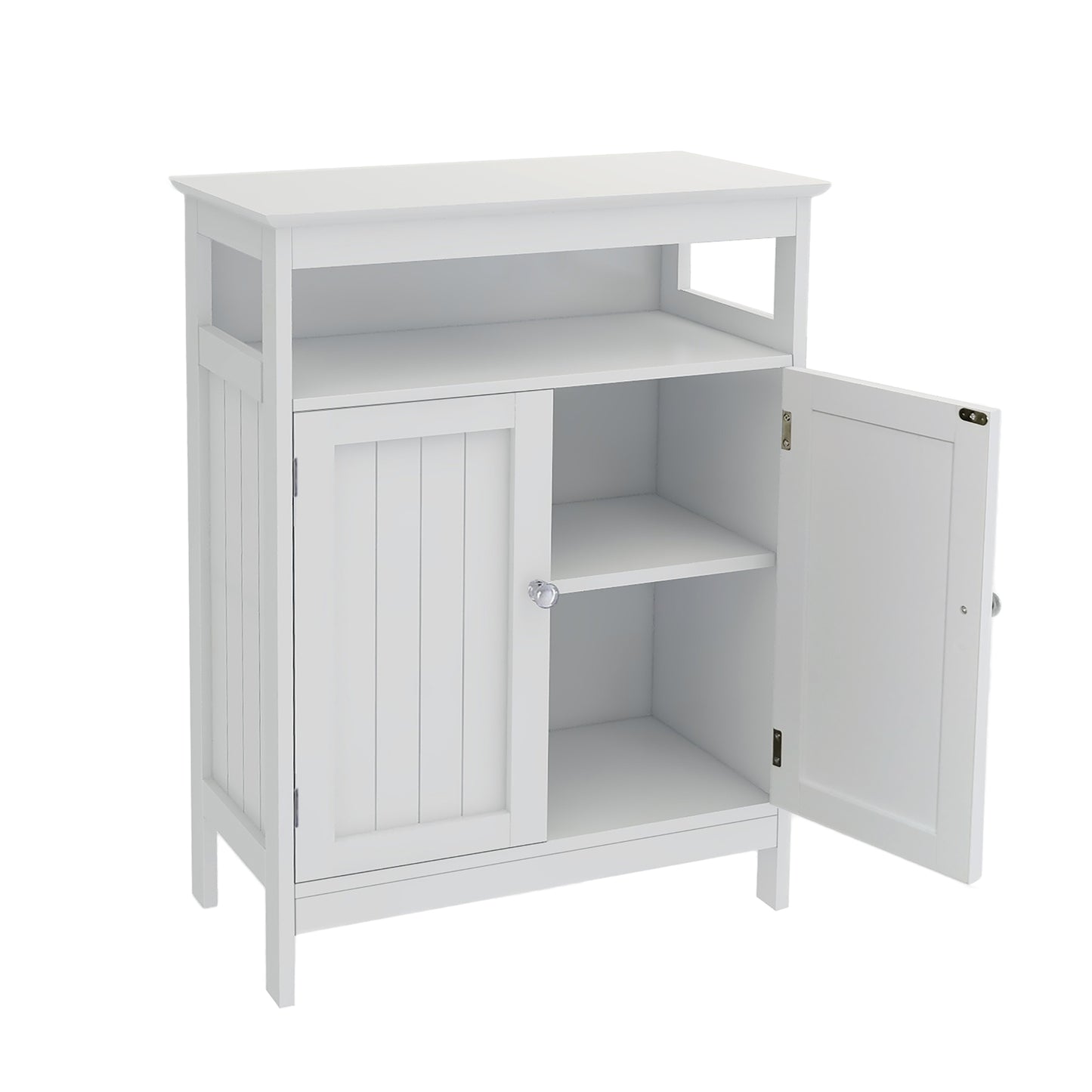 Bathroom Standing Storage With Double Shutter Doors Cabinet-White