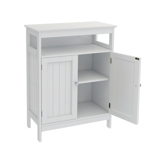 Bathroom Standing Storage With Double Shutter Doors Cabinet-White