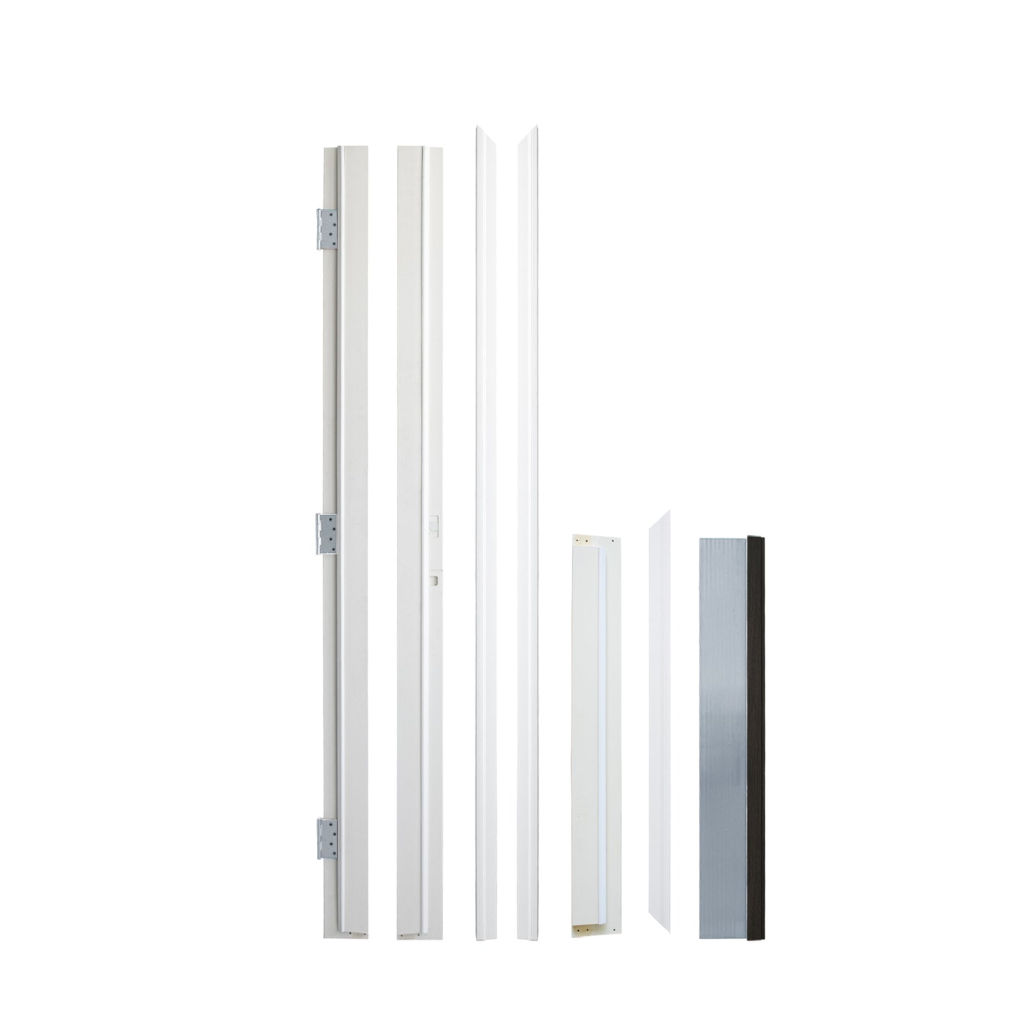 36 X 80 Fiberglass Entry Door With Brickmould, Frosted Glass, Black Finished Knock-Down Fiberglass Door - Contemporary Style For Home's Front Entrance, Left Hand Inswing With White Vinyl Frame