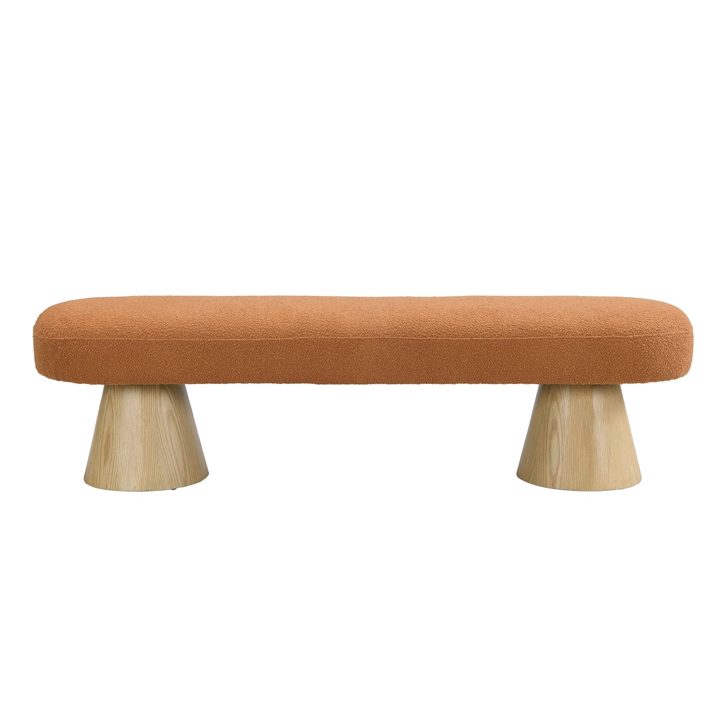 Dining Bench For Dining Room, Upholstered Bedroom End Of Bed Entryway Bench, Boucle Ottoman For Living Room, 64 L Orange Stool Top, 300 LBS Weight Capacity
