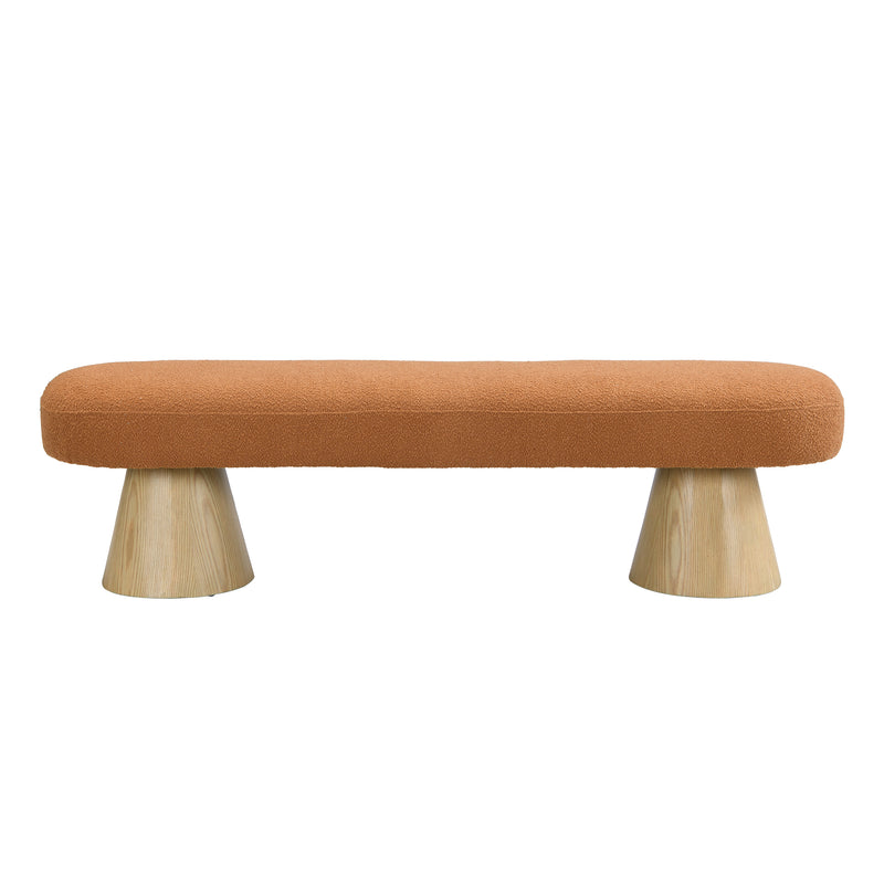 Dining Bench For Dining Room, Upholstered Bedroom End Of Bed Entryway Bench, Boucle Ottoman For Living Room, 64 L Orange Stool Top, 300 LBS Weight Capacity