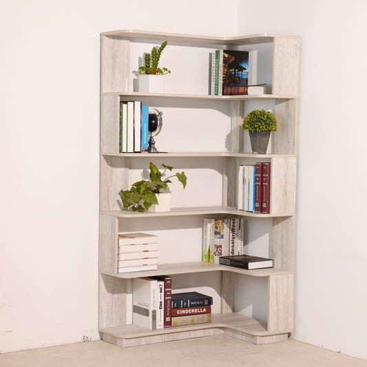 90cm   35.43in   Extended Size Freestanding Corner Bookshelf For Living Room, Bedroom, Home Office, Wooden Bookcase With Anti-drop Panel And Anti Tipping Device, Open Storage Display Cabinet 5 Colors
