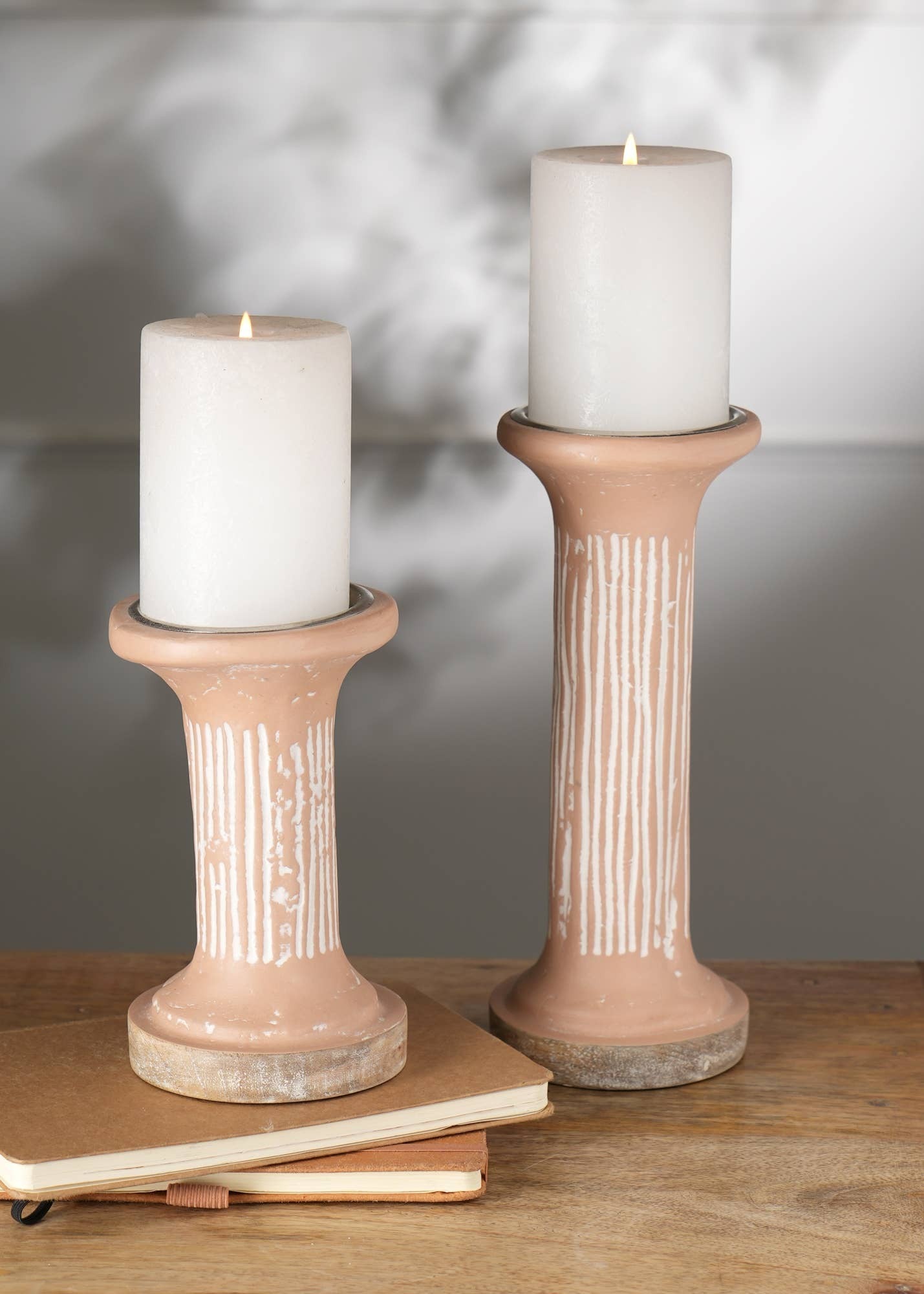 Brown EcoMix Pillar Tall Candle Holder -Sustainable Candle Stand For Elegant Lighting-4X4X10