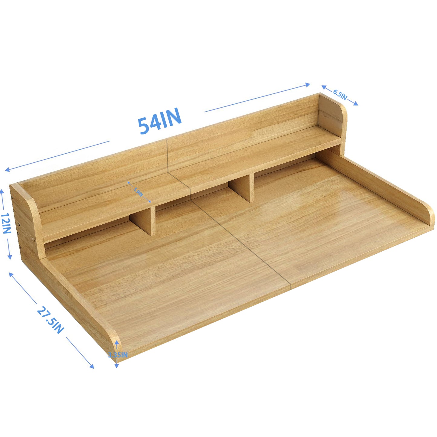 Washer Dryer Countertop With Non-slip Pads, Laundry Wood Shelf Topper With Edge, 54 Width X 27.5 Depth Double Layer Organizer For Washer And Dryer Laundry Hamper Counter Storage Natural Color