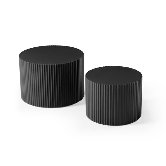 Nesting Table Set Of 2, MDF Coffee Table Set For Living Room Leisure Area,Black Same