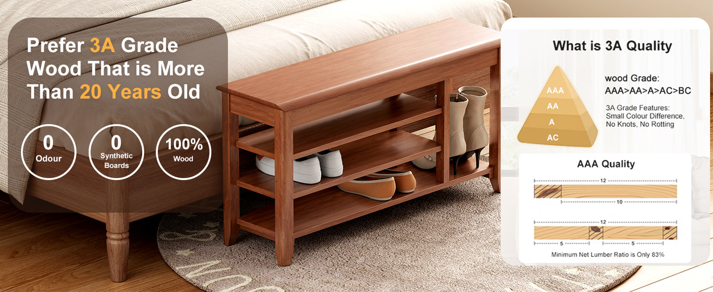 Adjustable Shoe-changing Bench, Storage Bench, Hidden Storage. With A Load-bearing Capacity Of Up To 550 Pounds, Suitable For Bedrooms And Corridors. 1 0 0 Solid Wood.