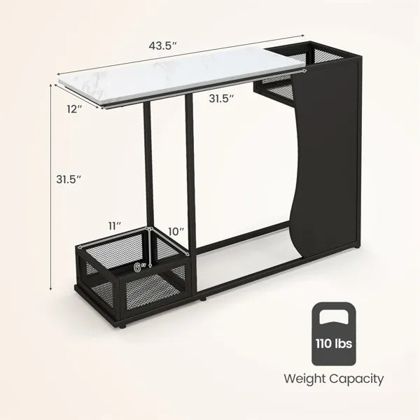 43.5 Inch Versatile Waterproof Console Table, Easy-Assemble Sofa Side Table For Photo Frame & Plant Display