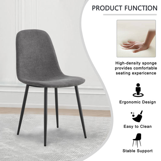 Comfortable Linen-Cotton Dining Chair Set - Six Pieces In Dark Gray.Integrated Seat And Backrest,Linen-Cotton Material,Modern Home Matching.W1151124300