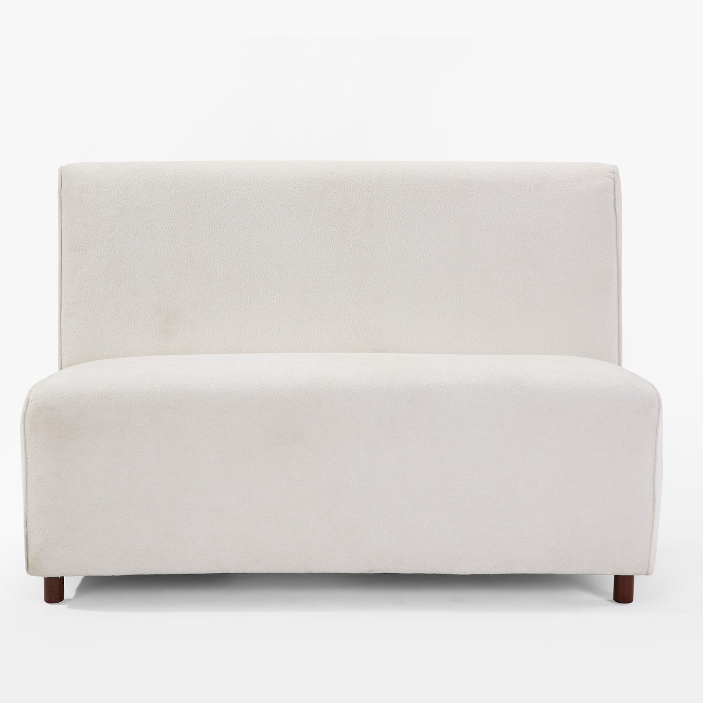 49 Beige Boucle Cover Fabric Loveseat - 25D High-Density Sponge Cushion, Light Brown Legs , Modern Sofa For Living Room