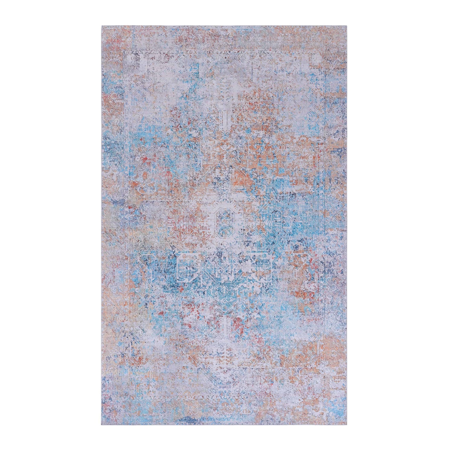 MAVAL Yellow Washable Rug 5x8 Area Rug  Yellow, 5' X 8'