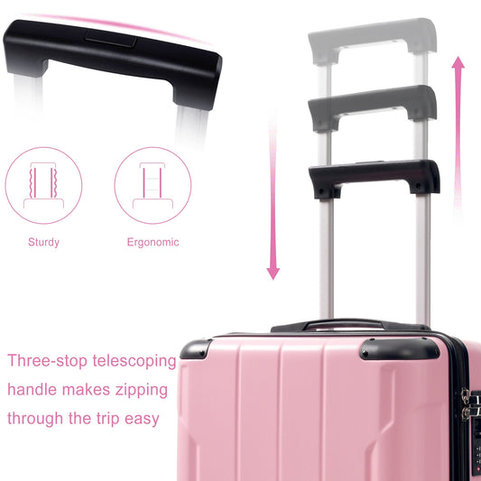 20-Inch Hardshell Carry-On Luggage, Lightweight Durable ABS Suitcase With Spinner Wheels, Built-in TSA Lock, 2 Packing Cubes,