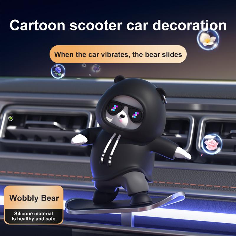 Heat-resistant Car Dashboard Skateboard Bear Decoration, Remains Unchanged After Prolonged Exposure To Sunlight, With Exquisite Craftsmanship And Beautiful Appearance