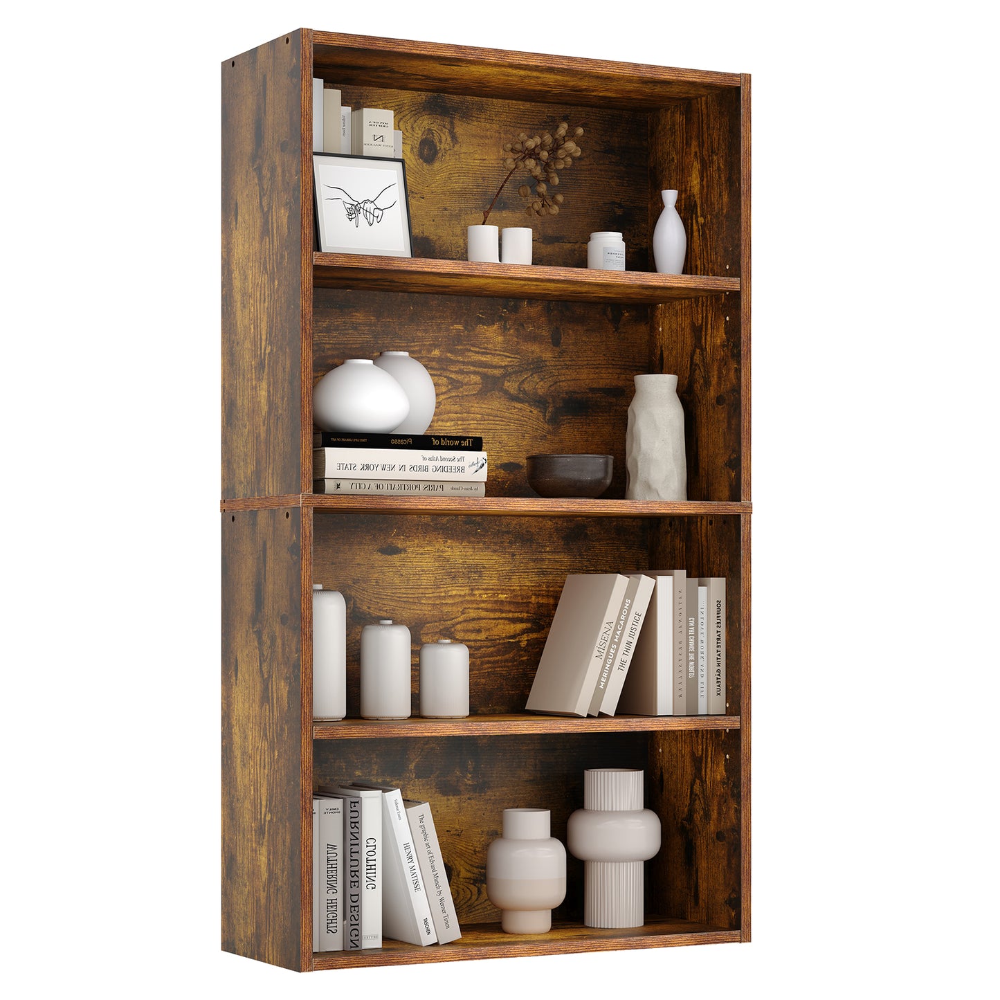 Four-tier And Three-tier Bookcases, Floor-standing Open Shelving, Suitable For Storage In Home Offices, Living Rooms And Bedrooms