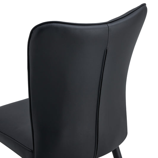 Modern Black PU Chair Set - Six Pieces, The Backrest Has A Vertical And Smooth Line Design.Suitable For Placement In Kitchen, Living Rooms, And Other Venues.