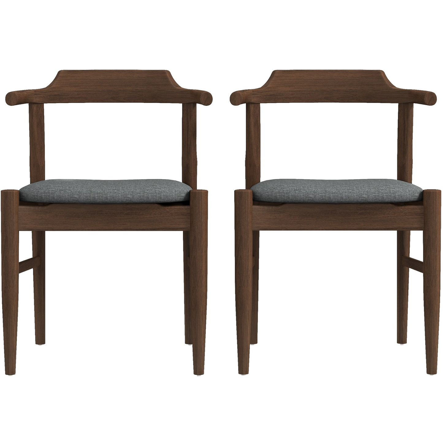 Mid-Century Modern Gray Fabric Dining Chair With Solid Wood Frame 18.50   L X 22.50   W X 28.00   H Farmhouse Kitchen Side Chairs With Foot Pegs   Set Of 2