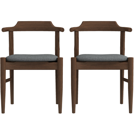Mid-Century Modern Gray Fabric Dining Chair With Solid Wood Frame 18.50   L X 22.50   W X 28.00   H Farmhouse Kitchen Side Chairs With Foot Pegs   Set Of 2
