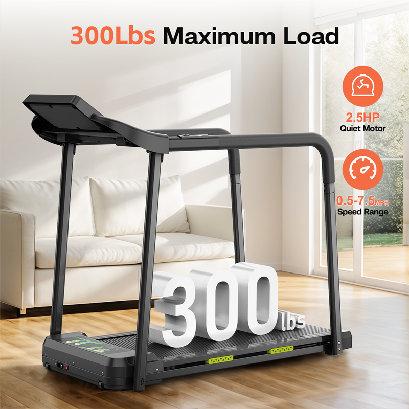 A Walking Treadmill For The Elderly, Featuring A Stable And Safe Structural Design, A Large LED Display For Seniors, Long Handrails For Balance, And A 300-pound Capacity.