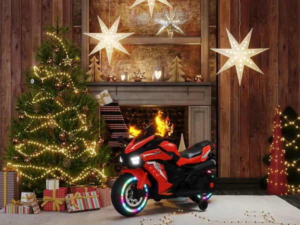 12V Electric Motorcycle For Kids, Powered Toy Motorcycle, Child Motorcycle Ride On With Light Wheels And Bluetooth Music Red - No Shipping On Weekends