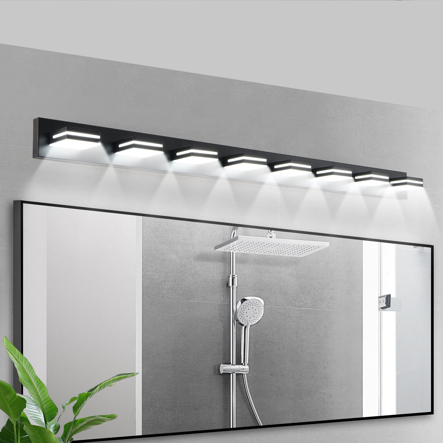 Modern Black LED Vanity Light, 8-Lights Wall Sconce For Bathroom And Mirror, Sleek Minimalist Design, Energy-Efficient, Easy To Install