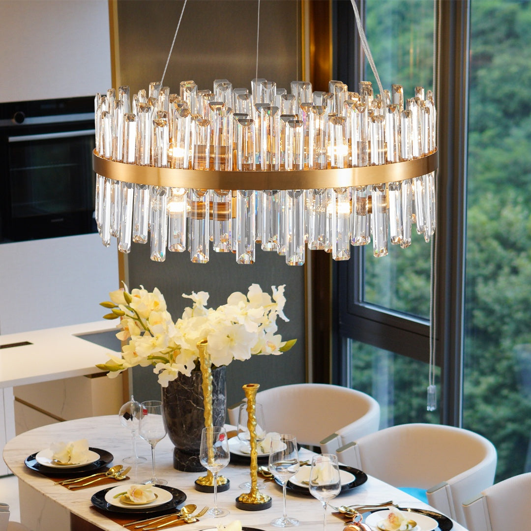 23.6 Inches Luxury Chandeliers Crystal Living Room Bedroom Decorative Lights Simple Modern Dining Room LED Lighting,for Home Decor  Bulbs Not Included