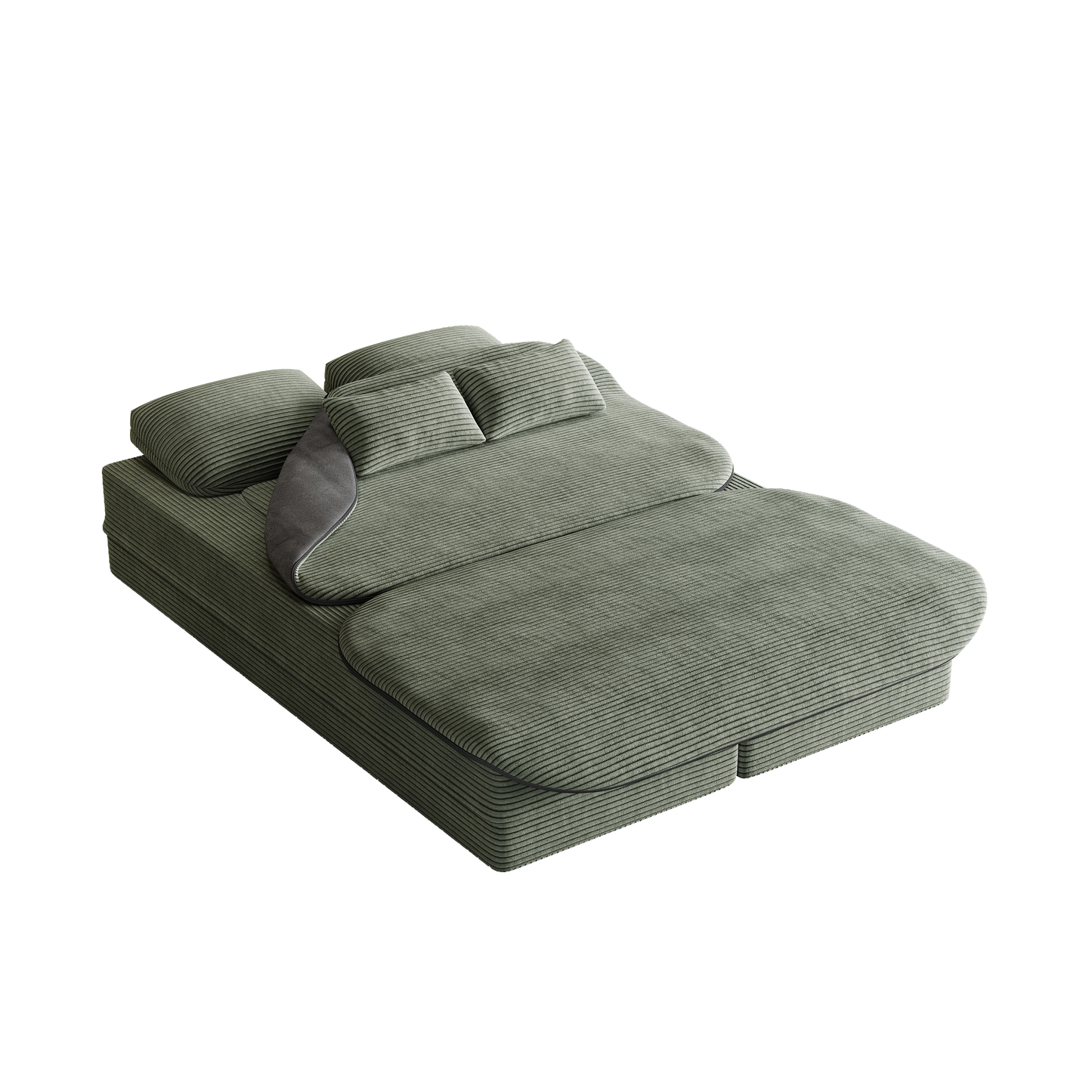 75''2-in-1 Foldable Sofa,Convertible Sleeper Foam Sofa Bed With Multi Functional Blanket, Corduroy Floor Folding Sofa Bed,  Floor Sofa Lounge Sofa For Living Room Bedroom Lounge Studio