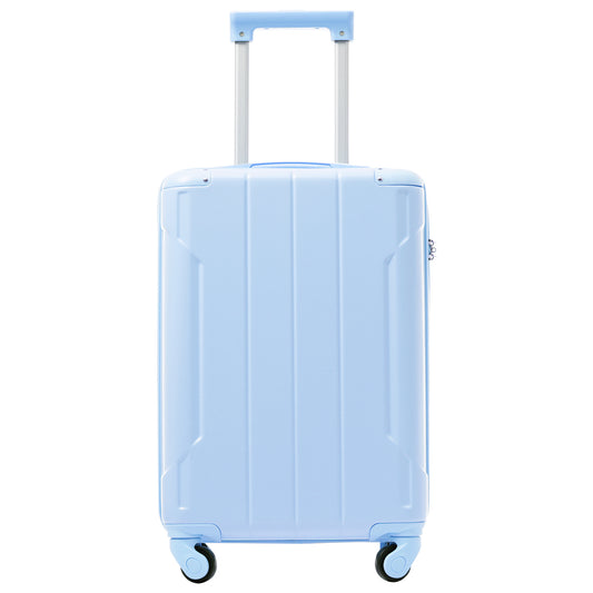 Hardshell Luggage, Lightweight Durable ABS Suitcase With Double Spinner Wheels, TSA Lock, 20 Inch Travel Carry On Luggage  Skyblue