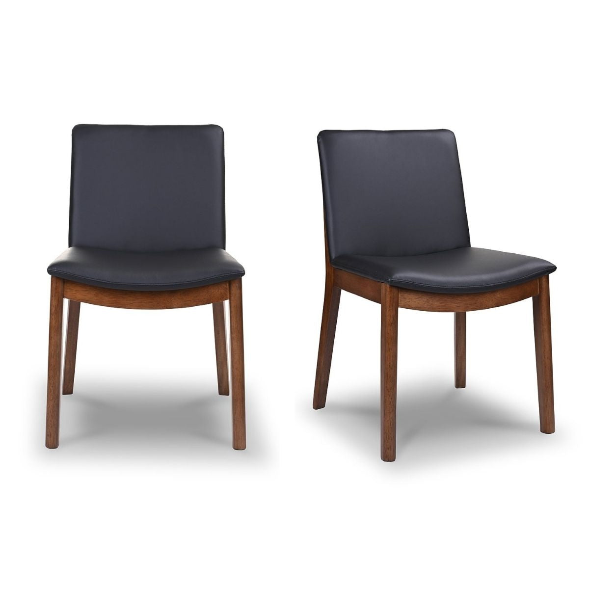 Solid Wood Frame Laura Mid-Century Modern Solid Wood Dining Chair   Set Of 2   In Black Fabric Upholstery For Home Kitchen