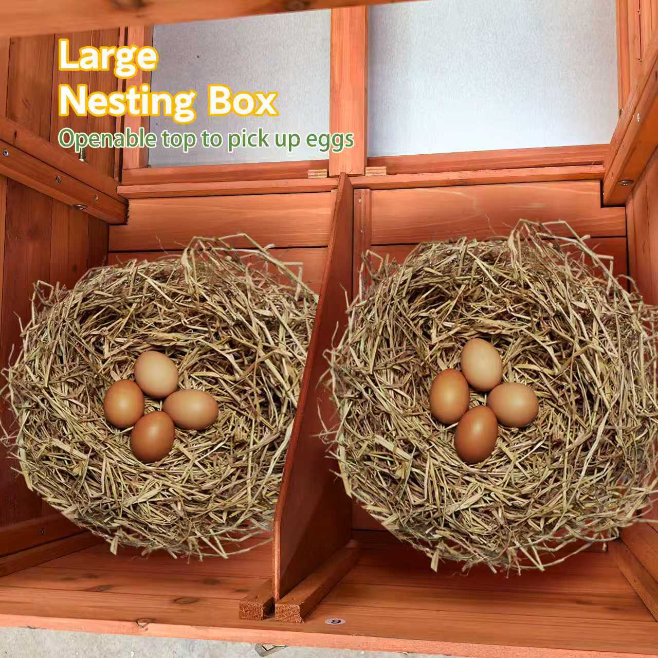 Large Wooden Chicken Coop Outdoor Hen House Poultry Cage For Outdoor With 2 Sides Nesting Boxes 2 Free- Range Doors Leakproof Tray