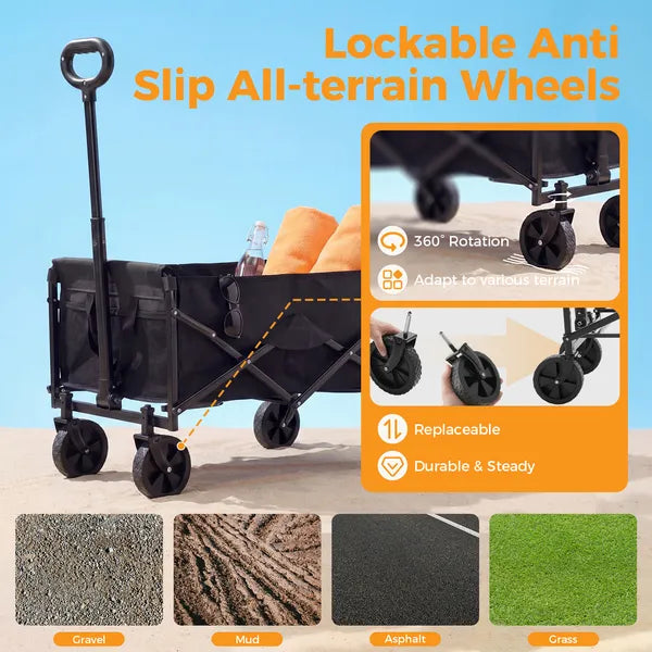 Foldable Trolley, With Wheels, Foldable, Large Capacity, 330 Pounds, Multi-functional Trolley, Heavy-duty Design, With Elastic Handles