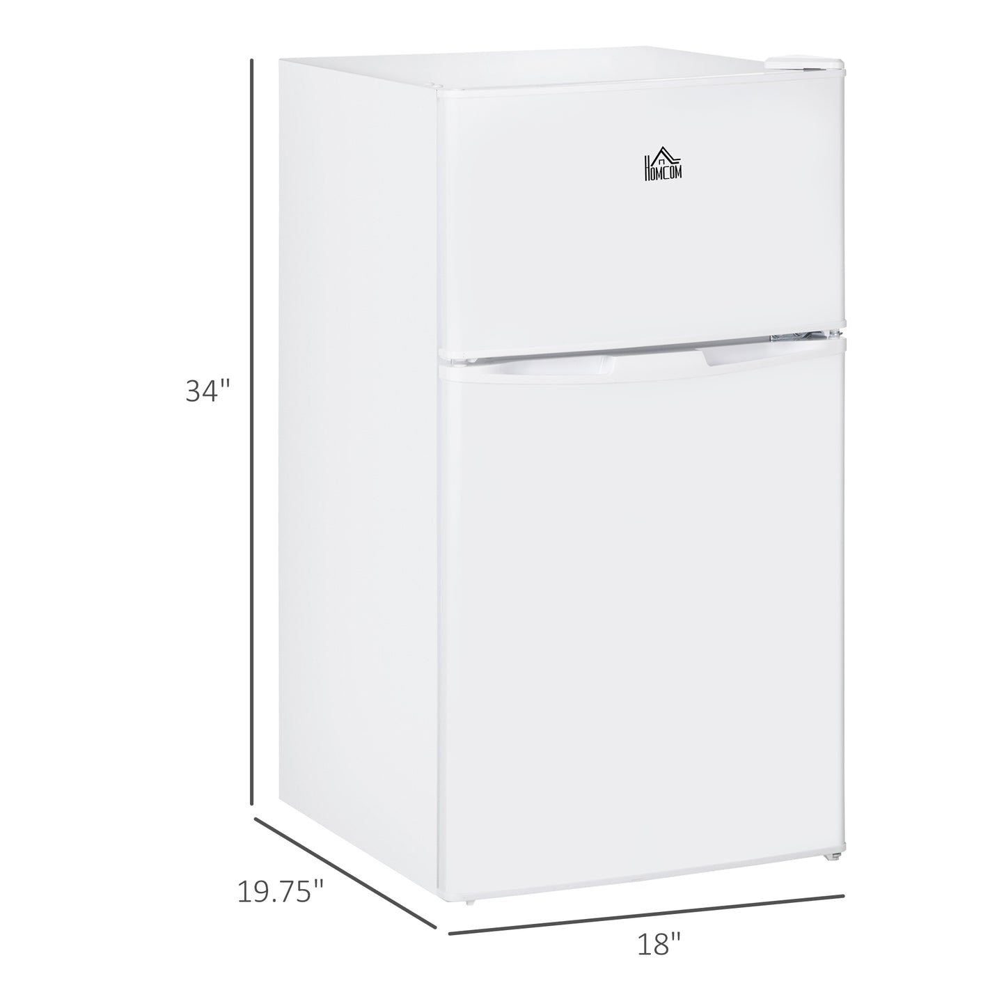 3.2 Cu.Ft Mini Fridge With Freezer, Double Door Compact Refrigerator With Adjustable Thermostat, Shelf And Reversible Door For Bedroom, Dorm, Home Office, Energy Efficient, White