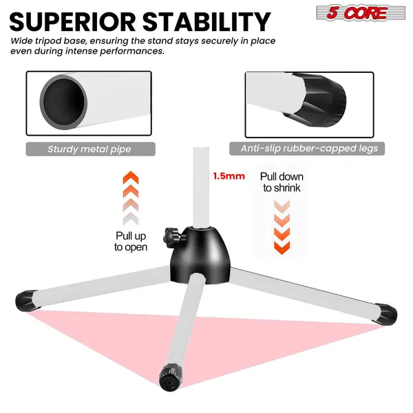 5 Core Tripod Mic Stand Floor 4Pcs Adjustable 18 To 72 Inches Sturdy Boom Arm Holder Microphone Stands Pedestal Para Microfono For Singing
