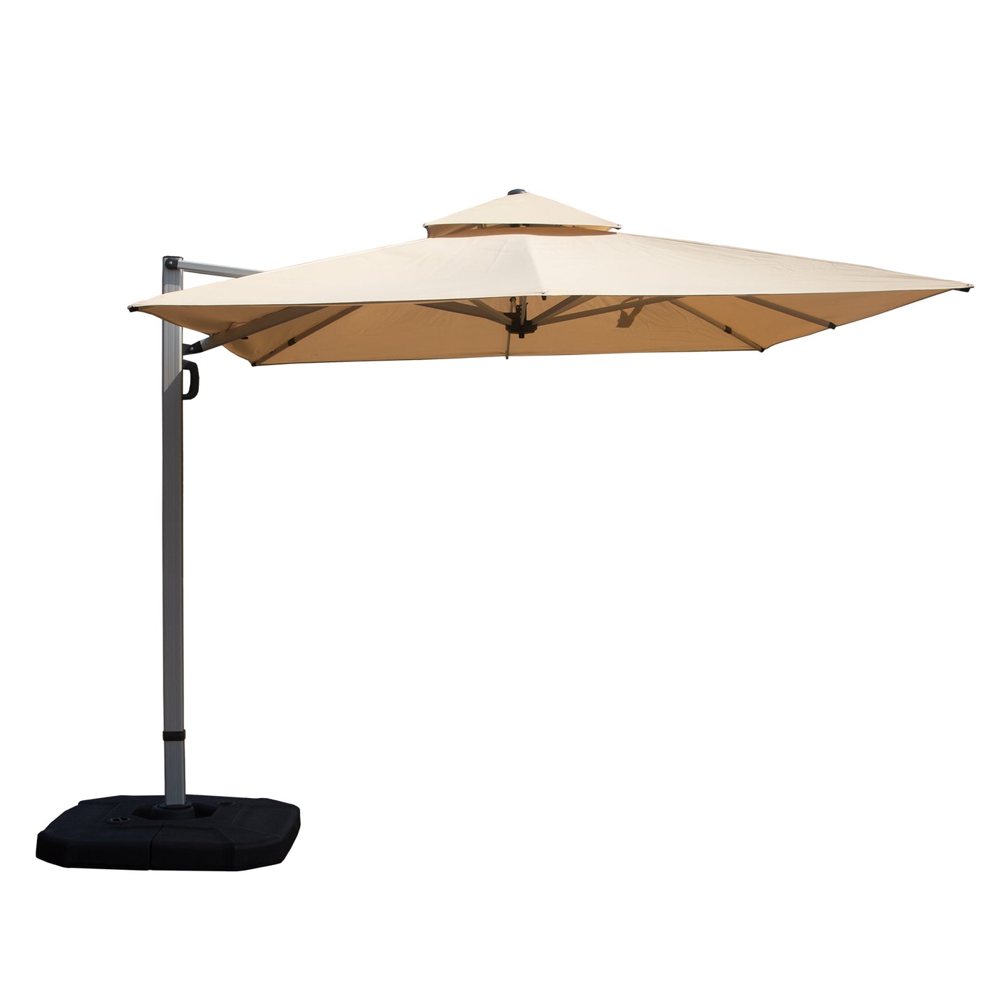 9  X 11   Rectangle Cantilever Umbrella With Center Pole, Beige   Base Not Included