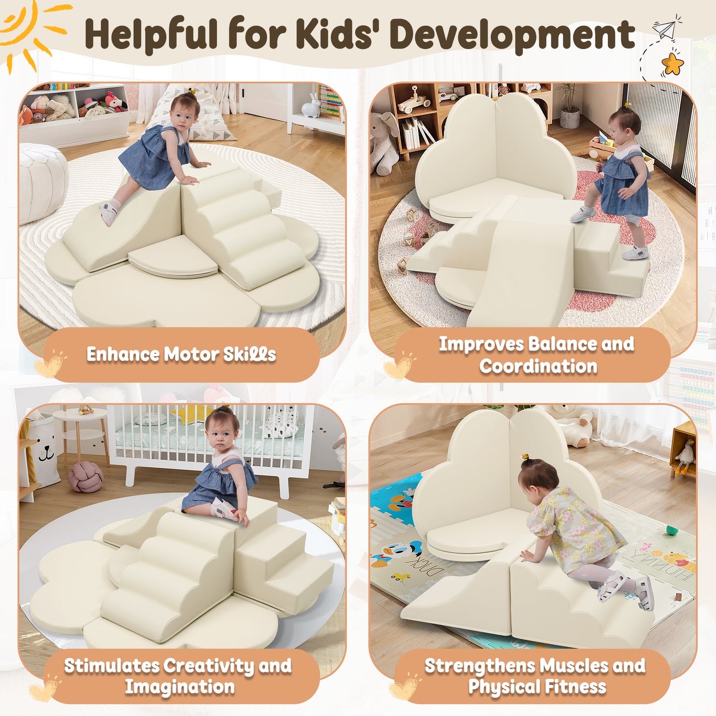 Soft Foam Block Play Structures Climbers For Child Development, 6-Piece Baby Foam Climbing Foam, Climbing Crawling Toys Soft Foam Blocks Activity Play Set