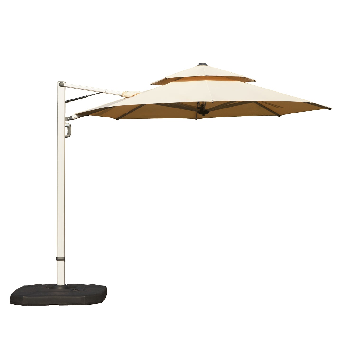 Round Cantilever Umbrella With Center Pole, Beige  Base Not Included
