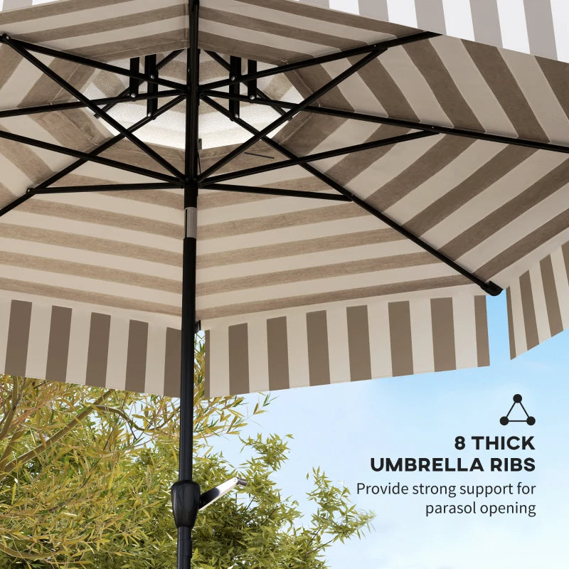 8.6FT Patio Umbrella, UPF 30 Outdoor Market Umbrella, 2-Tier Vented Patio Table Umbrella With Crank 8 Ribs, Tiltable Porch Umbrella For Garden Deck Poolside, Light Gray