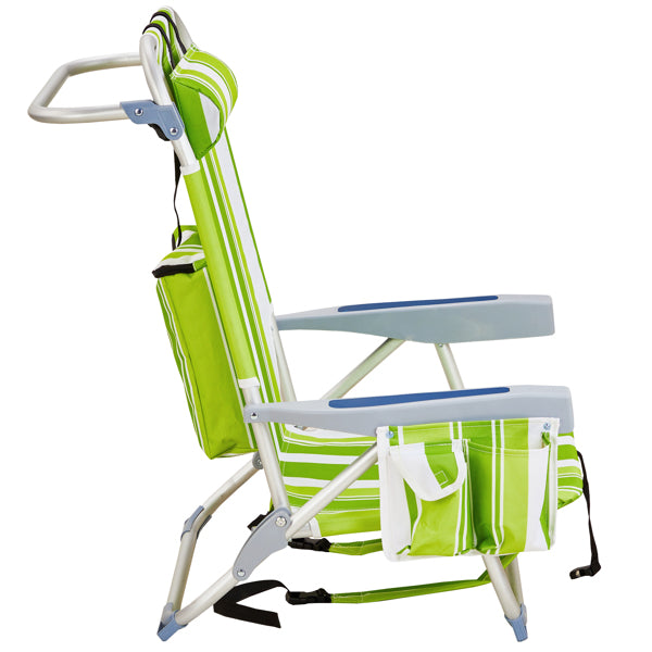 63x65x82cm Short Oxford Cloth Silver White Aluminum Tube Bearing Beach Chair Green Stripes